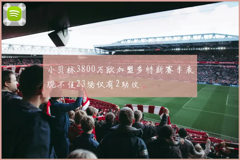 小贝林3800万欧加盟多特新赛季表现不佳23场仅有2助攻